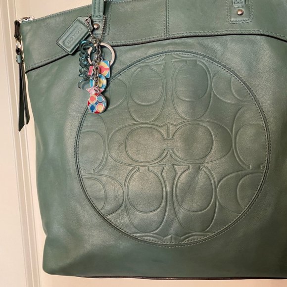 Coach Handbags - Coach Laura Leather Tote - Turquoise w/ Coach Charm